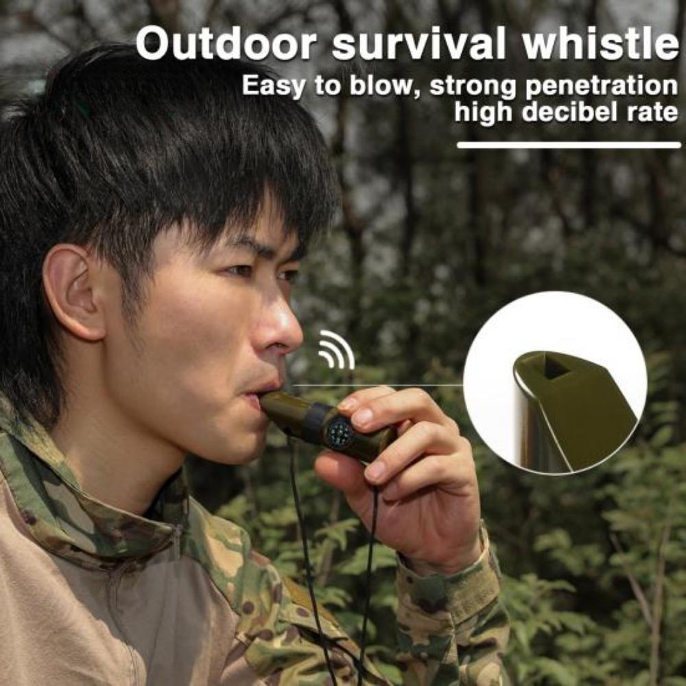 Аварийный свисток для выживания, светодиодный светильник, компас, термометр, портативный, легкий, многофункциональный
