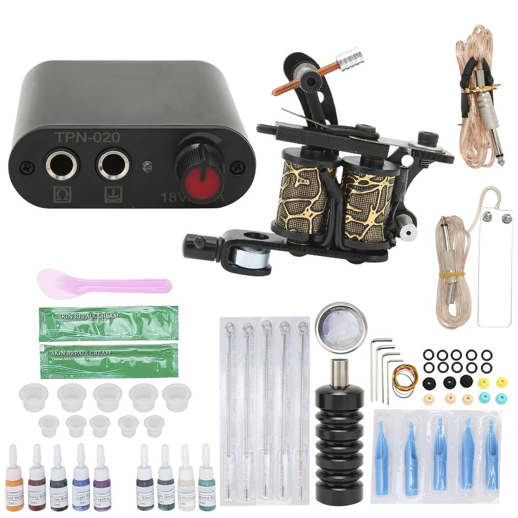 Tattoo Coil Machine Mini Tattoo Power Supply Tattoo Clip Cord Complete Starter Tattoo Machine Tools