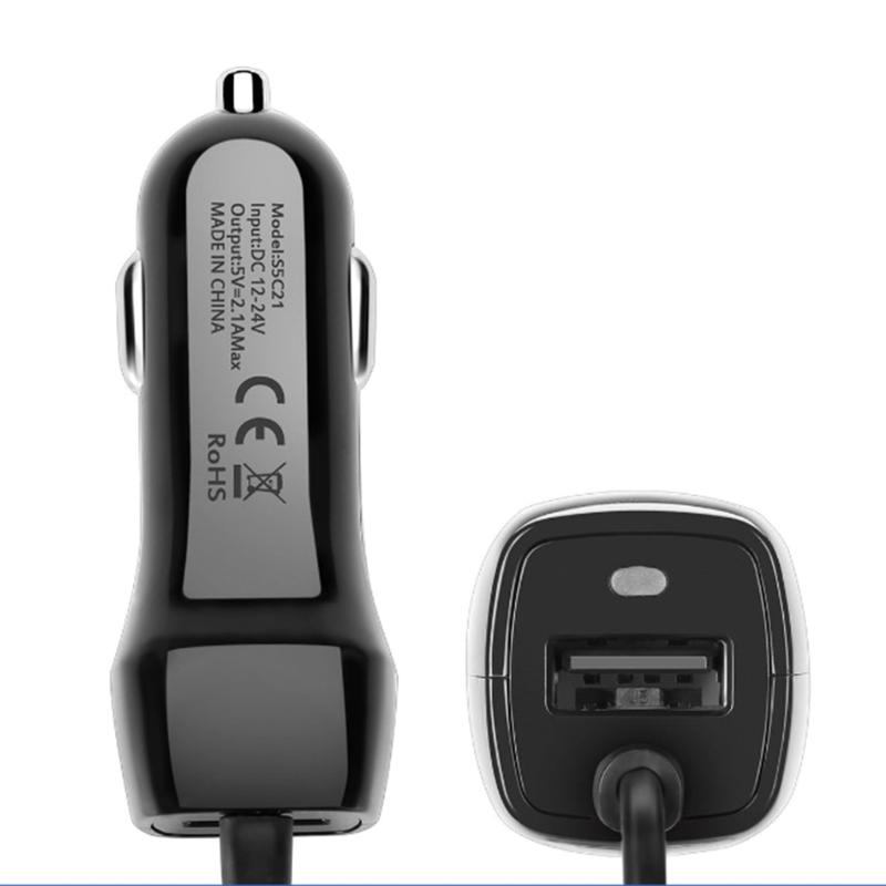 Удобный автомобильный адаптер для зарядки со встроенным кабелем Type C для смартфонов и планшетов, зарядка нескольких устройств