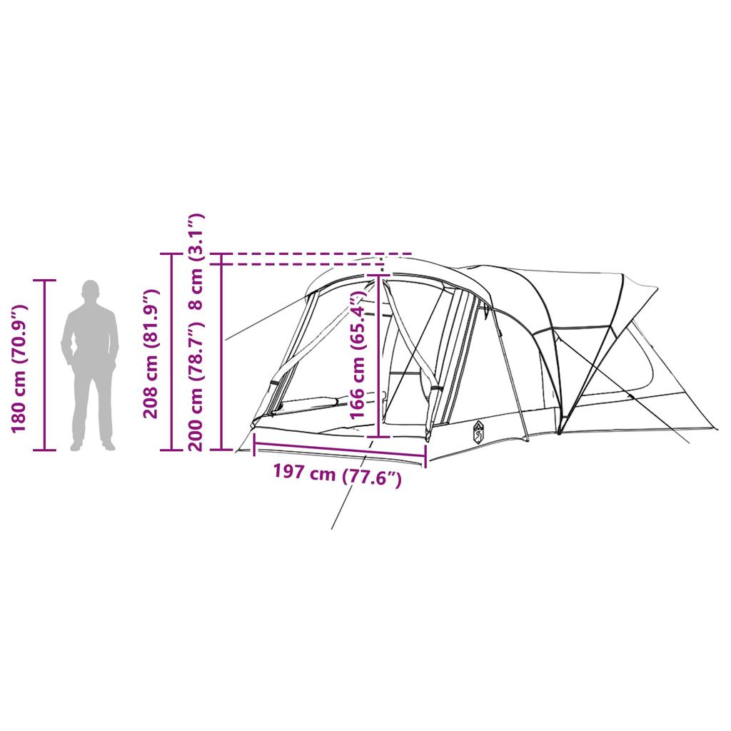 Family Tent Gray and Orange 550 x 555 x 208 cm