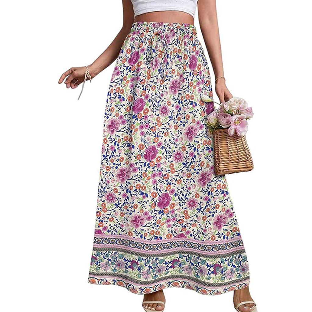 Женская юбка летняя с принтом свободная с высокой талией юбка большого размера