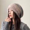 Women Autumn Winter Warm Thicken Ear Protector Hat Cold Fur Velvet Outdoor Pile Pile Cap Sweet Cute Stripe Hats