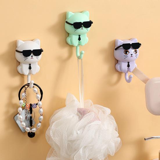 Storage Hook Strong Load-bearing Waterproof Cartoon Cat Shaped Coat Hook Scarf Bag Hanger Hook Wall Decoration