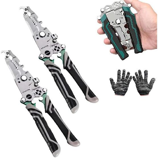 18 in 1 Wire Stripper Foldable, 2025 New Upgrade 18-in-1 Multifunctional Folding Pliers Ergonomic Professional Electrician Tool Gift (Green*1)