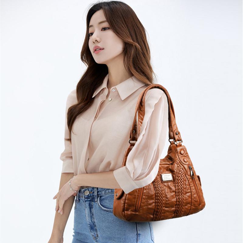 Роскошные дизайнерские женские кожаные сумки через плечо, повседневные сумки кроссбоди с несколькими карманами, вместительные сумки