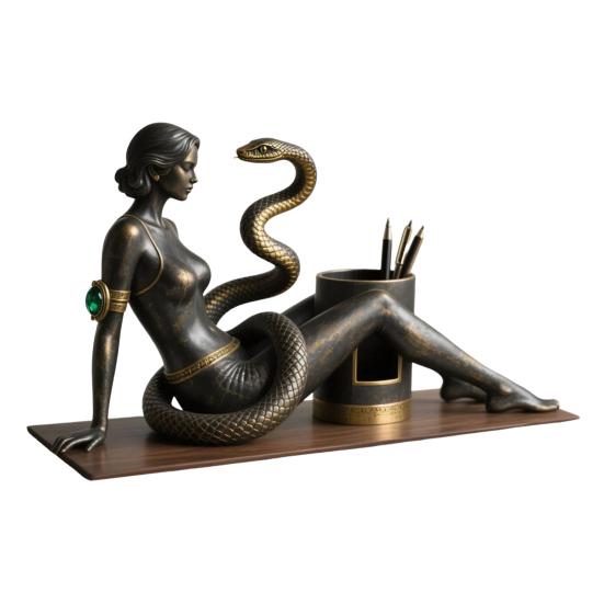 Подставка для ручек в виде змеи, ретро органайзер для стола, стакан для ручек, декоративная подставка для карандашей в виде сексуальной женщины для учебы, спальни, офиса