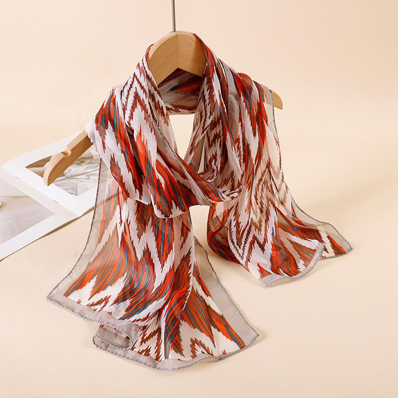 New Fashion Luxury Print Design Women Silk Scarf Shawl Elegant Headscarf Hijabs Chiffon Muslim Wrap Scarves