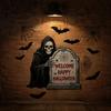 Halloween Wall Decals Grim Reaper Decals, Scary Tombstones Bats Spider Web Vinyl Holiday Party Decorations Sticker, Peel And Stick Removable
