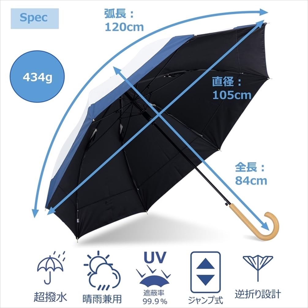 ogawa Полностью УФ-тепло вода ветер как для солнечной, так и для дождливой погоды для одной семьи Cynthia 54613 женский зонтик, темно-синий, бежевый, затемнение, 99,9% защита,