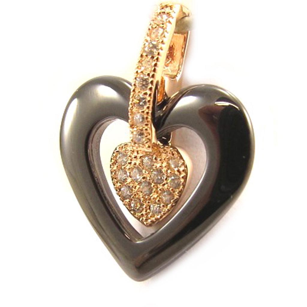 Les Trésors De Lily [L4675] - Позолоченный кулон «Любовь» черный (керамика) розовое золото - 20х20 мм