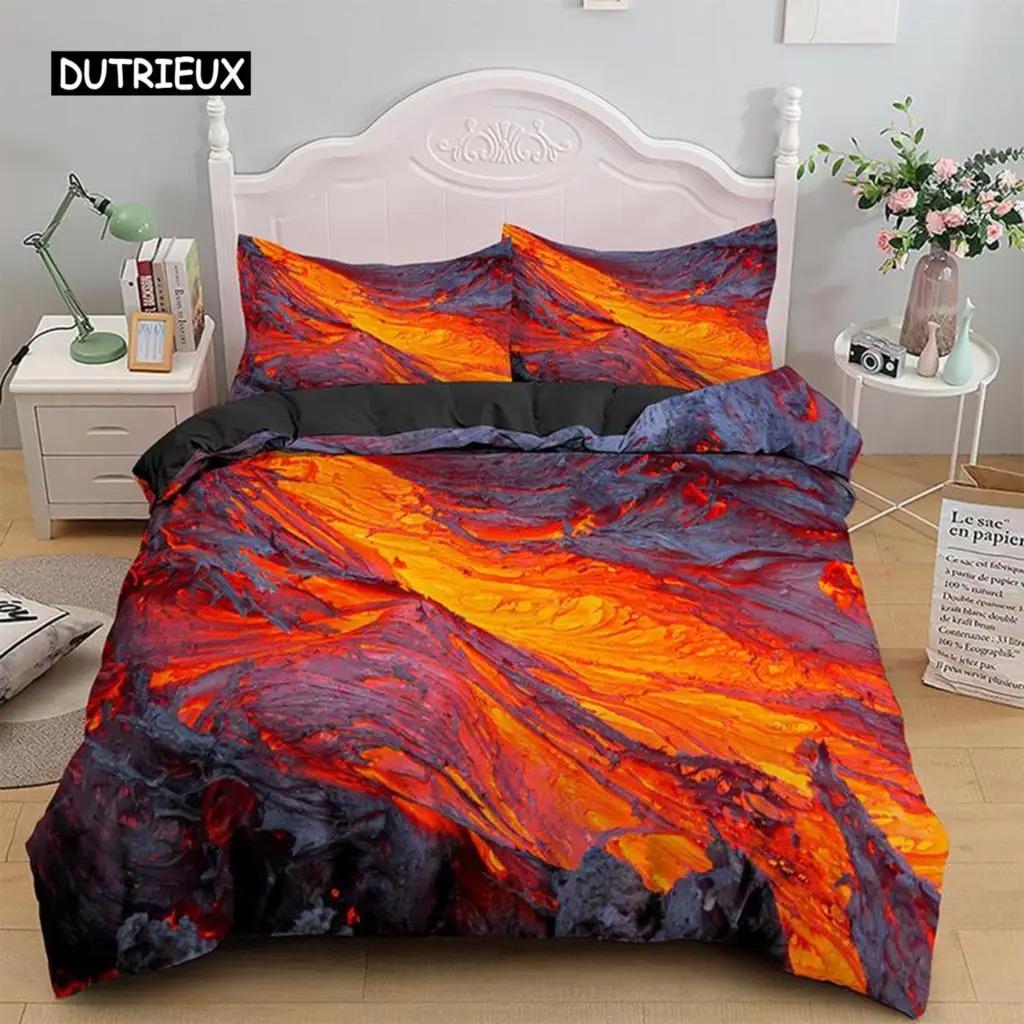 Комплект постельного белья Volcano размера King, узор Disaster, красно-желтый, комплект постельного белья из микрофибры Lava для взрослых мальчиков, мужчин и подростков