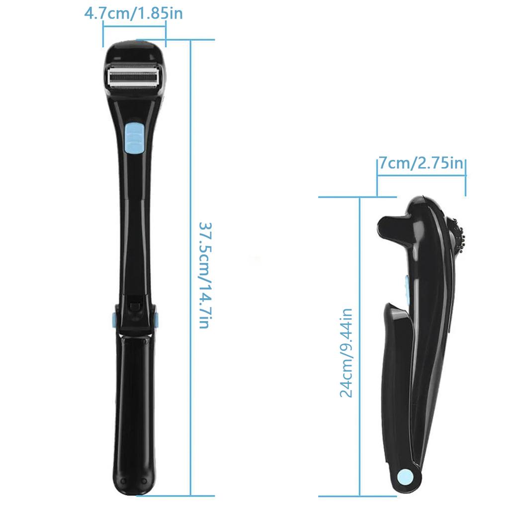 Electric Back Hair Shaver Detachable Men Hair Trimmer With Foldable Long Handle Pain-Free Hair Razor for Body Leg Hair Removal