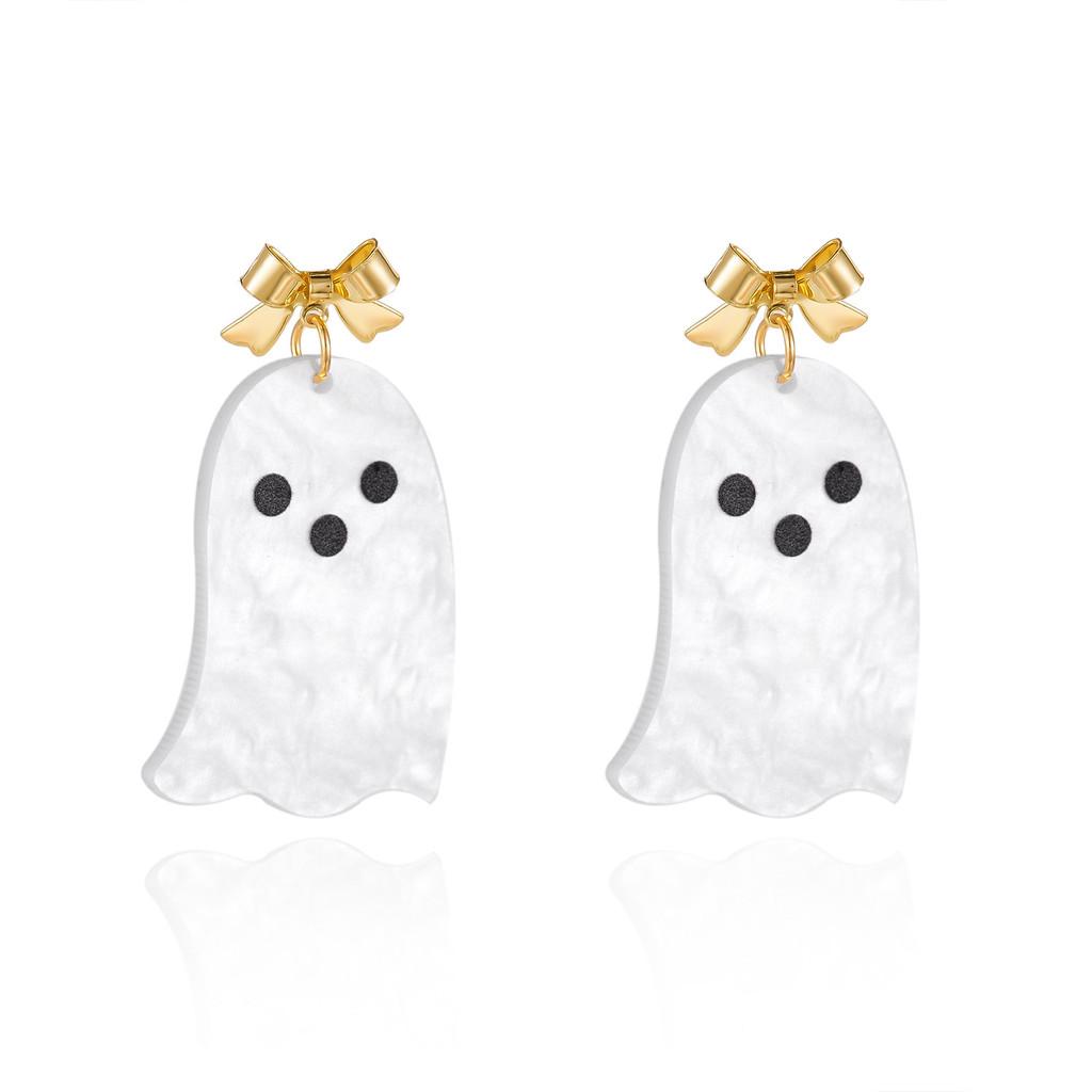 Acrylic Geometric Ghost Dangle Earrings With Electroplated Finish For Stylish Women