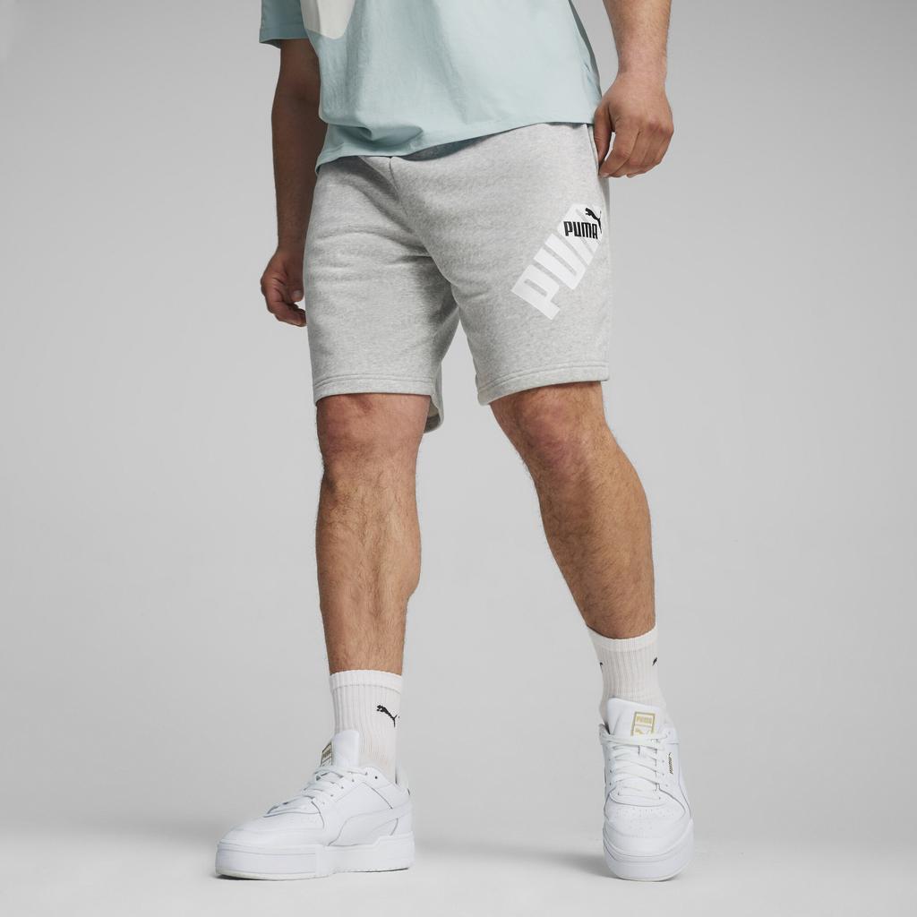 Puma Повседневные шорты с эластичным поясом и логотипом, мужские шорты светло-серого цвета 681260-04