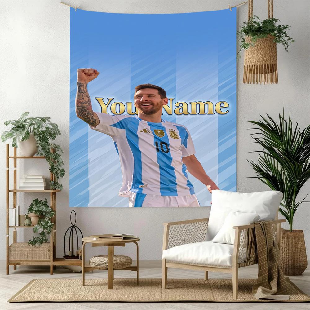 Messi Custom Your Name Wall Decor Tapestry Art For Pet Memorial Birthdaywedding Party Backdrop Family Gift