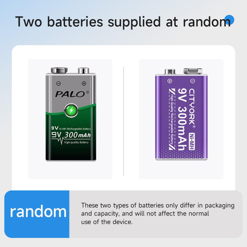 PALO Умное зарядное устройство для аккумуляторов AA AAA для NI-MH 9 В 6F22 аккумуляторов с 2 шт. 9 В 300 мАч аккумуляторов для Carmera