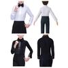Boys Latin Competition Leotard Turn Down Collar Long Sleeve Bow Tie Design Salsa Tango Performance Dance Outfit