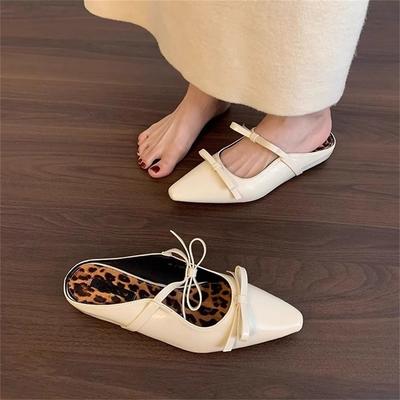 Гонконгский нишевый модный бант баотоу полушлепанцы женские для улицы лето новые с внутренней танкеткой крутые шлепанцы одинарная обувь