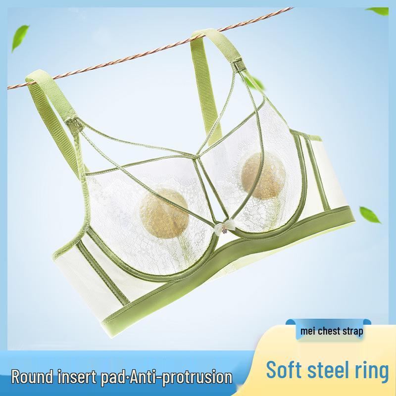 Ультратонкий бюстгальтер на косточках из французского кружева: Сексуальный сетчатый минимайзер для большой груди, регулируемый для летнего комфорта