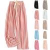 Women's Casual Fashion Sleep Pants Striped Loungewear Pants Wearable As Outerwear High-Waisted Pants