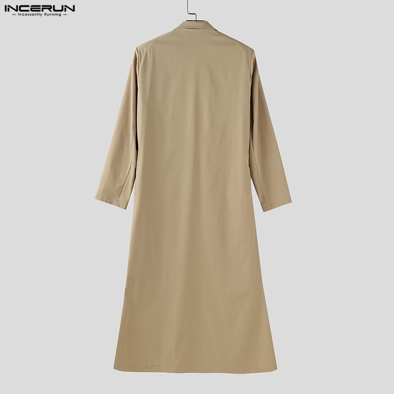 INCERUN Мужские длинные кардиганы-туники с отложным воротником, длинным рукавом, пуговицами и высокими разрезами