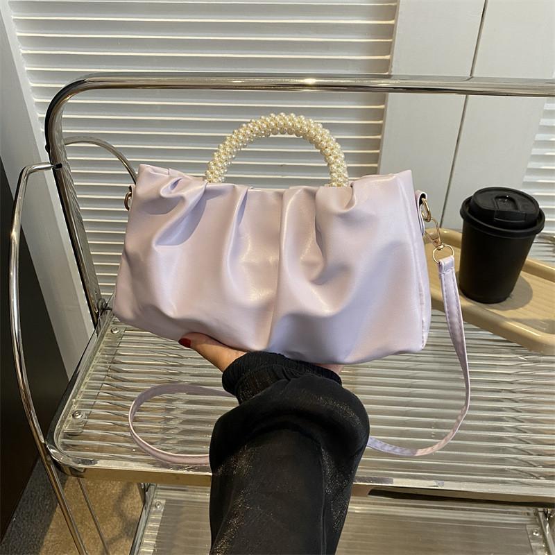 Spring Summer Stylish New Women's Bag Pearl Wrinkle Cloud Handbag Shoulder Crossbody Mini Bag