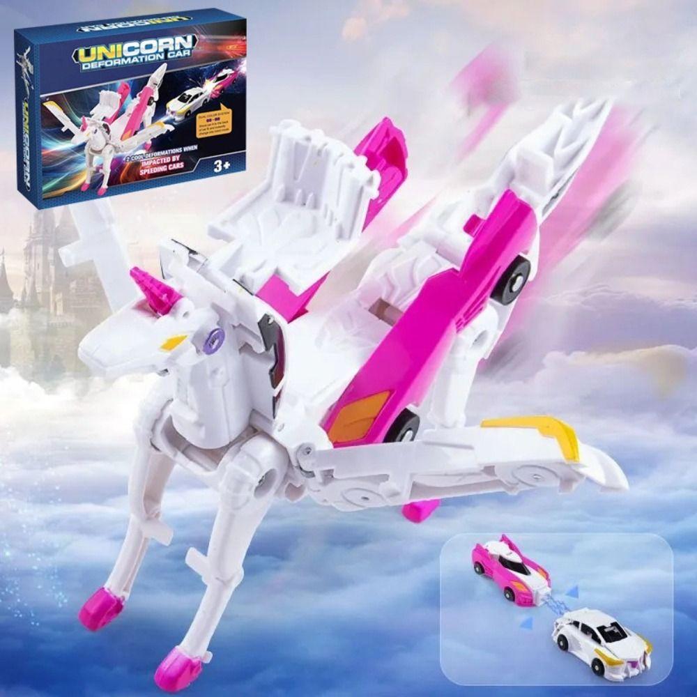 Winged Pegasus Car Model Inertial Sliding Racing Car Creative Car Transforms Into Unicorn Toy