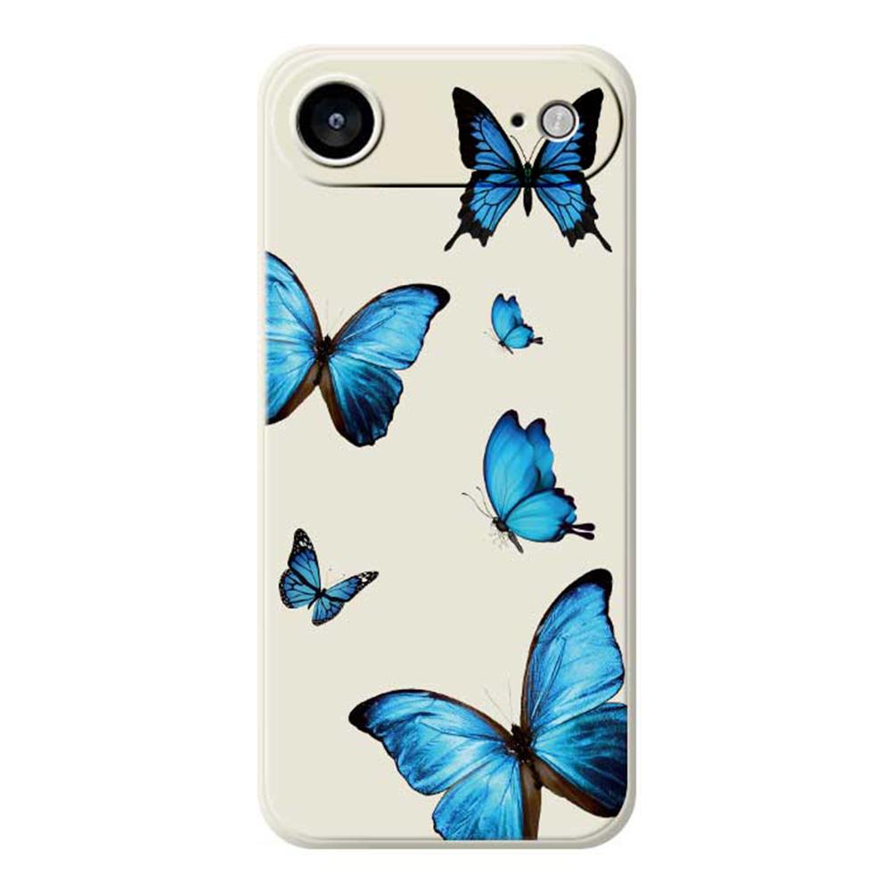 For iPhone 17 Air Case Blue Butterflies Pattern Printing Straight Edge TPU Phone Back Cover