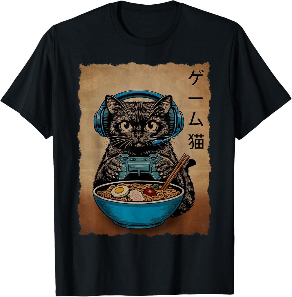 Ramen Cat Gaming Anime Japanese Funny unisex T-Shirt