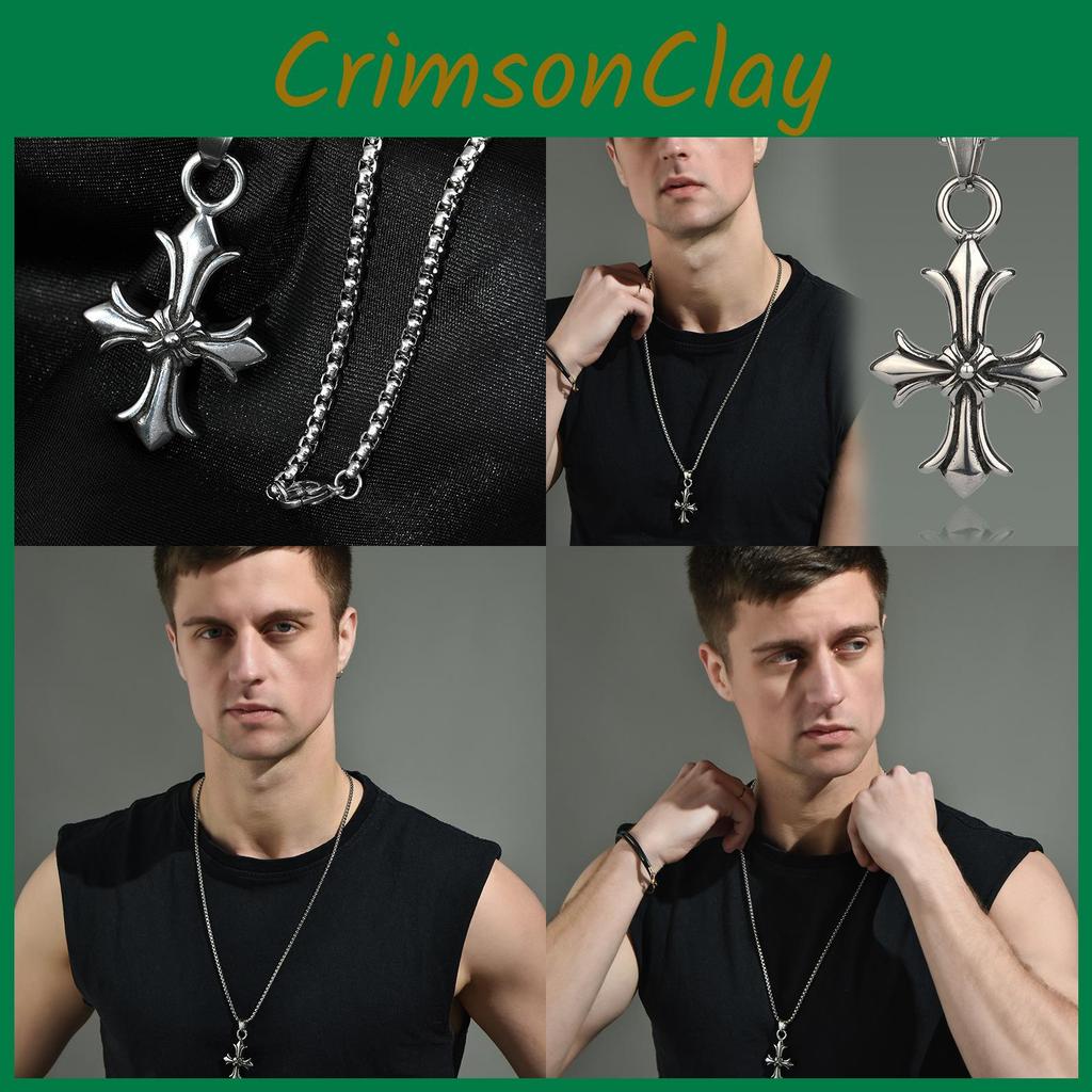 Chic Style Dark Titanium Steel Cross Pendant Necklace For Trendy Lovers Fashion