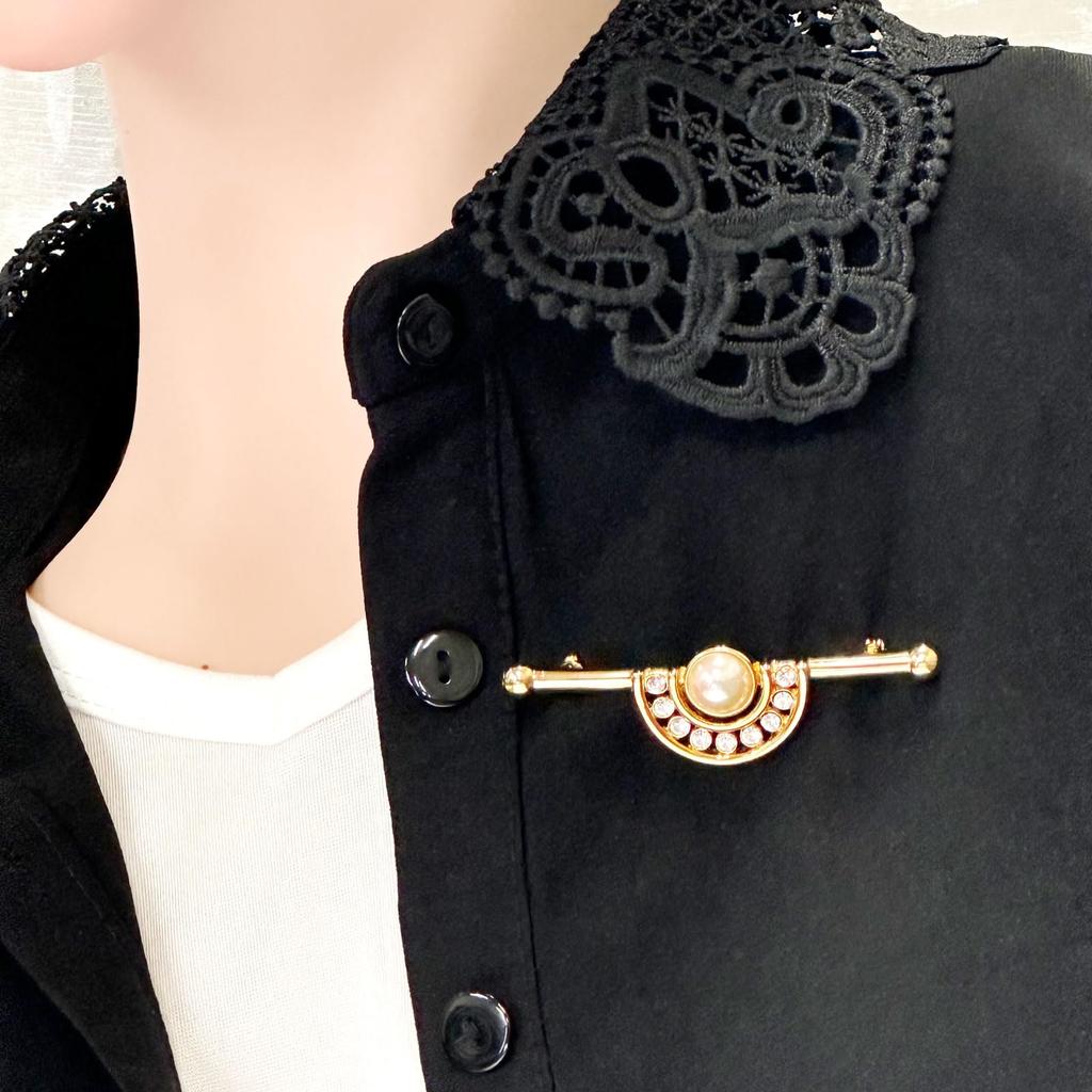 Винтажная брошь Винтажные аксессуары KEYES Сделано в Канаде Золото 22KGP Жемчуг 111715 [Raport Selection]