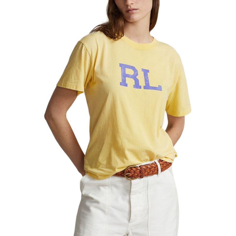 Polo Ralph Lauren Letter Print Crew Neck Straight Fit Short Sleeve T-Shirt Women T Shirt Autumn-Yellow WMPOKNINCU20906-700