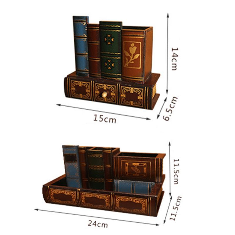 Ретро деревянный держатель для ручек в форме книги, настольный органайзер для канцелярских принадлежностей, офисных аксессуаров, многофункциональная коробка для хранения, детский подарок