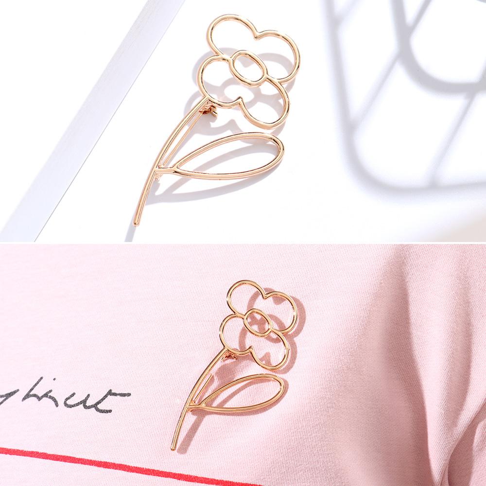 Lapel Simple Pin Scarf Buckle Fashion Flower Brooch Alloy Hollow