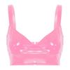 Womens Ladies Rave Crop Tops Latex Wetlook Patent Leather Bra Tops Wide Shoulder Straps Party Tank Top Clubwear