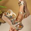 Large Size Sandals Women's Summer New Buckle Wedge Heel Thick Sole Roman Sandals Casual Sandals