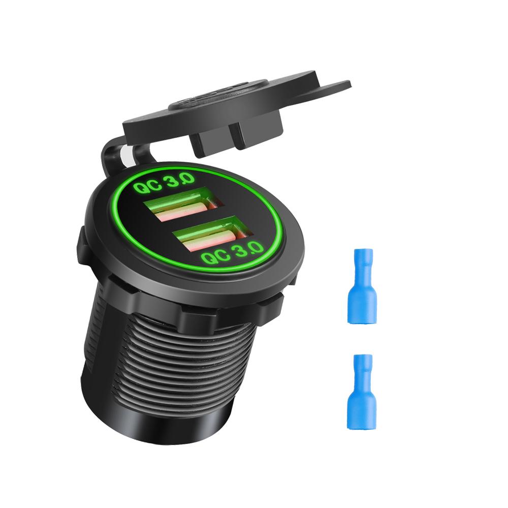 Автомобильное зарядное устройство с двумя USB-портами Qc 3.0, быстрое зарядное устройство USB, розетка 12 В-24 В, автомобильные розетки для прикуривателя, розетка