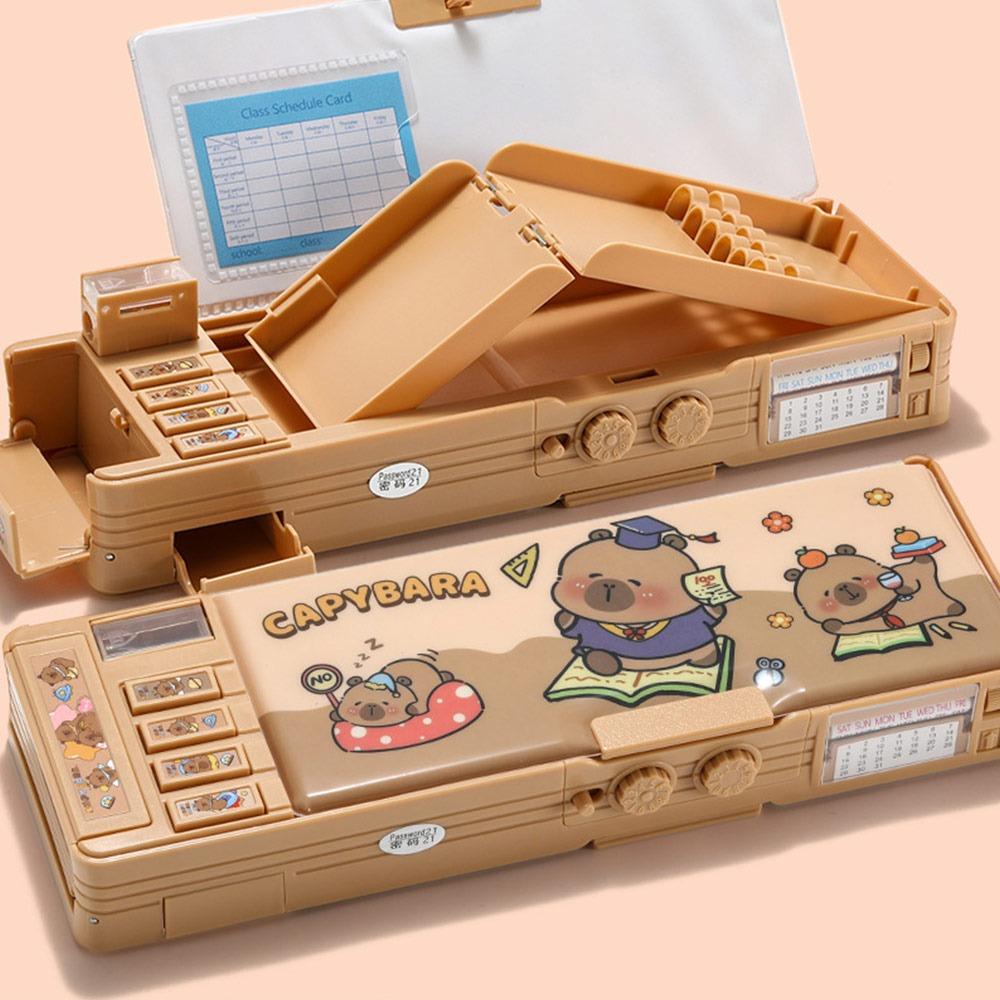 Двухслойный пенал-капибара большой вместимости, органайзер для канцелярских принадлежностей, пенал, студенты