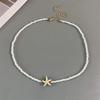 Bohemian Starfish Pendant Necklace Short Beaded Neck Chain Shell Choker Necklace  for Women