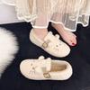 Hello Kitty Embroidery Mulberry All-inclusive Comfortable Soft Bottom Non-slip Fleece Thickened Warm Outer Wear Women's 25 New Doudou Cotton Shoes