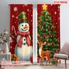 2pcs,2D Plane Printing Curtains Digital Printed Christmas Tree Snowman Deer Holiday (2) Versatile 100% Polyester (without Rod)