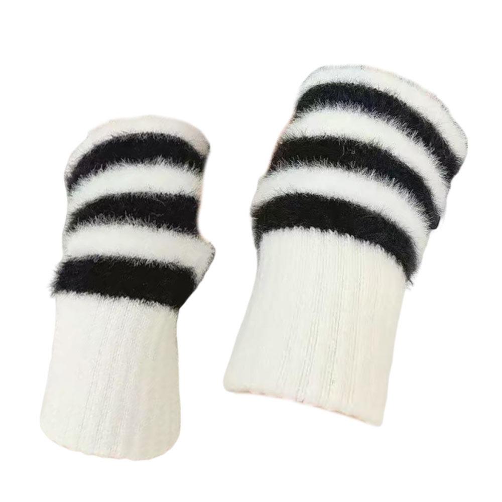 Soft Plush Half Finger Gloves Thick Warm Arm Warmers Cozy Wear Wrist Mittens Winter Season