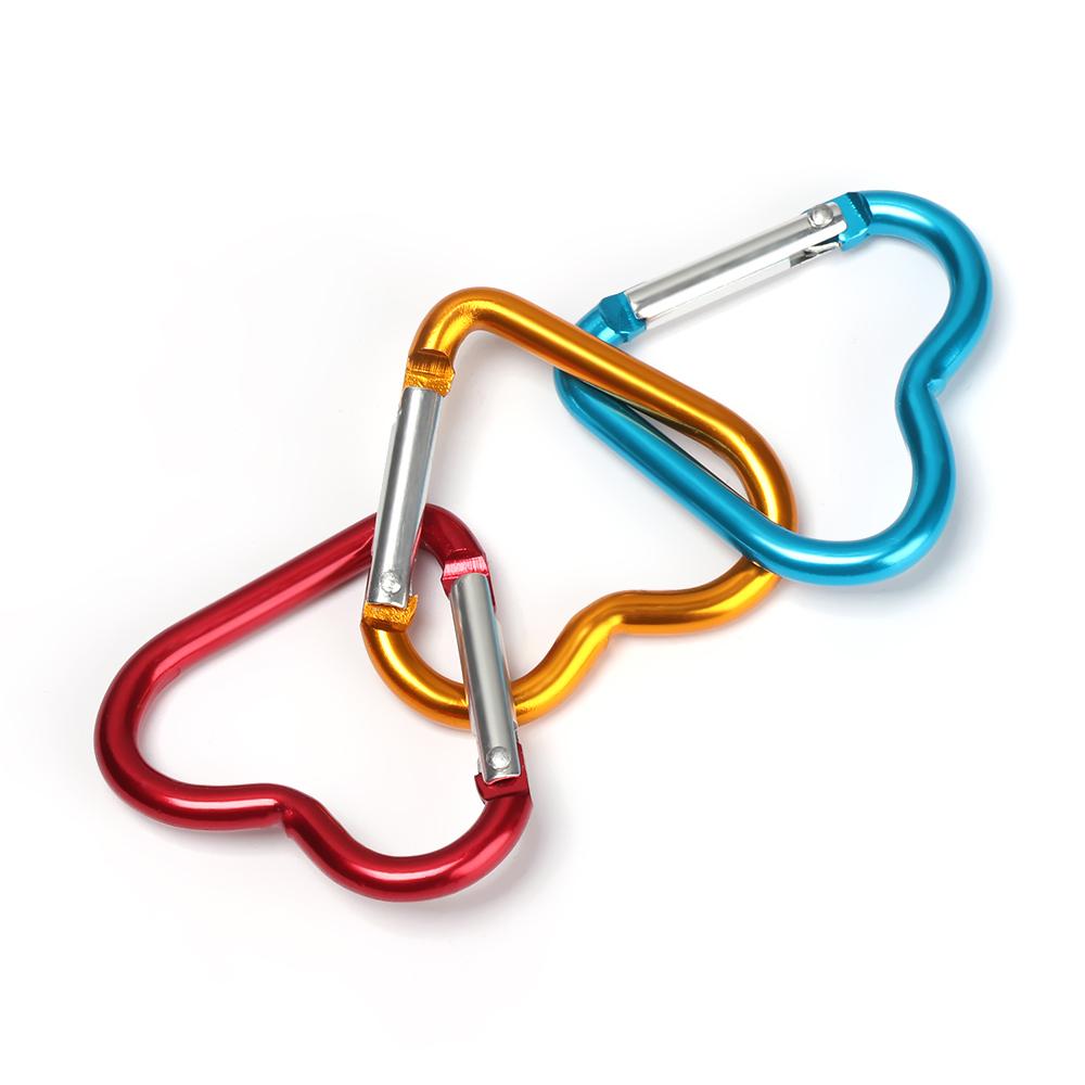 Hanging Outdoor Camping Tool Aluminum Carabiner Heart-shaped Buckles Keyring Hook Keychain Clip