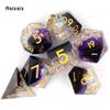 7 шт., фиолетовые, белые, золотые кубики с острыми краями, многогранные кубики из смолы, подходящие для ролевых ролевых игр, настольная игра