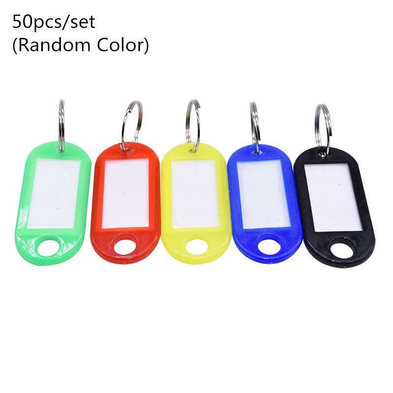 50pcs/lot Colorful Plastic Keychain Key Tags Label Numbered Name Baggage Tag ID Label Name Tags With Split Ring