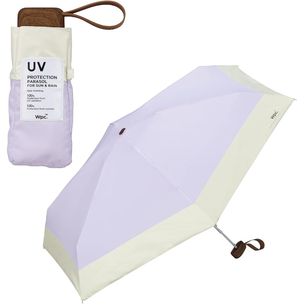 Wpc. Tiny UV Protection Folding Umbrella Compact Lavender 100% Sun Blocking Rain and Shine Use