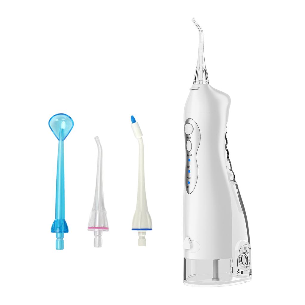 Water Flosser Cordless Oral Irrigator IPX7 Waterproof Cordless Teeth Cleaner 3 Modes USB Rechargeable Flosser with 220mL Water Tank 4 Replaceable Jet