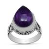 10X15 Natural Mm Amethyst Gemstone 925 Sterling Silver Pear Shape Ring For Women & Girls