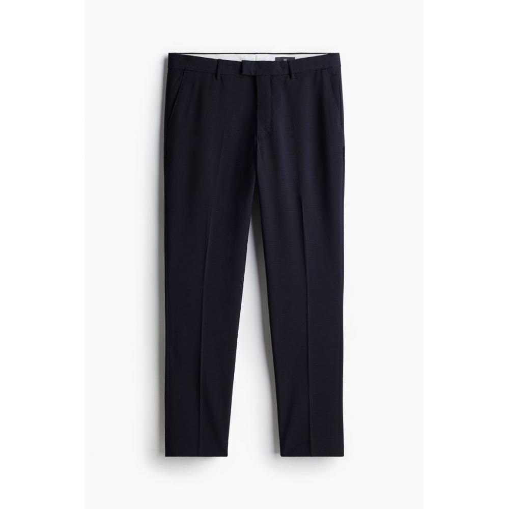 H M sliM Fit Seersucker Suit Pants Navy Blue