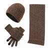 3Pcs/Set Women Winter Hat Scarf Gloves Set Solid Color Knitting Hat Long Scarf Touchscreen Gloves Set Winter Accessories